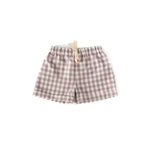 Rolled Shorts - Gingham Lavender