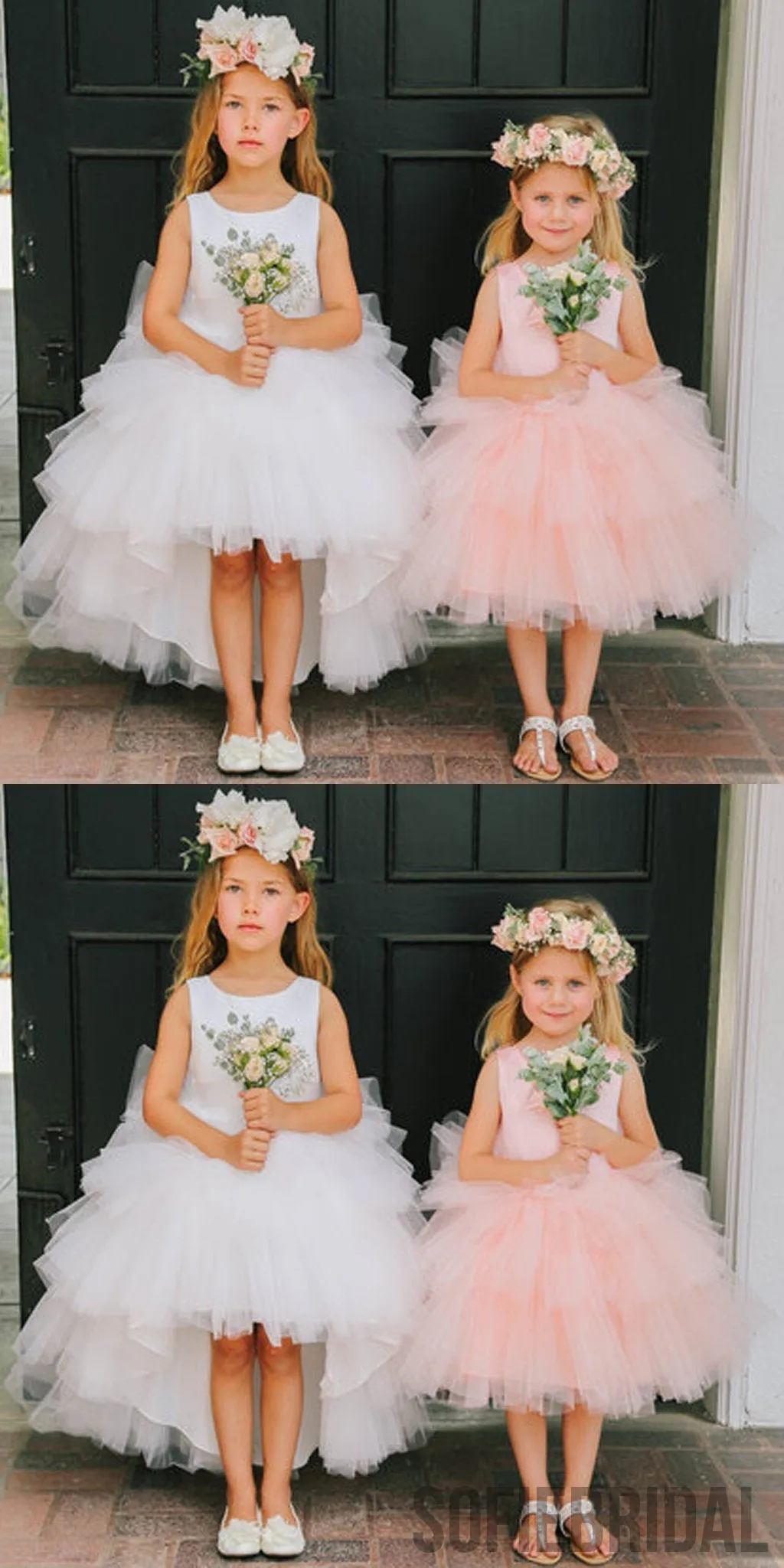 Round Neckline Hi-line Tulle Pixie Tutu Dresses, Cheap Flower Girl Dresses, FG015