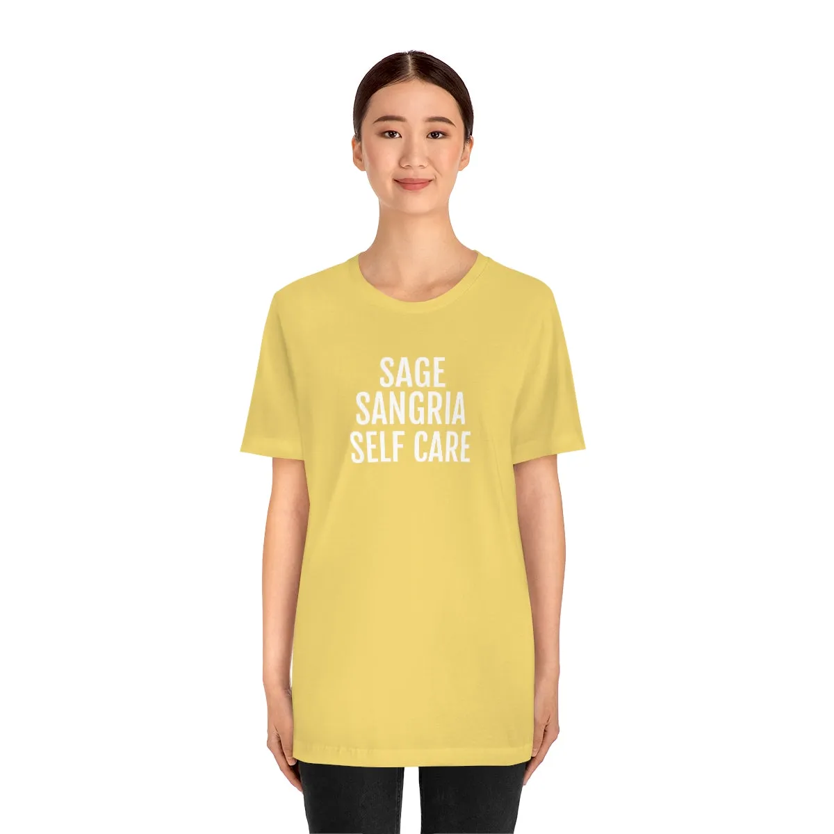 Sage, Sangria, Self Care - Unisex Jersey Short Sleeve Tee