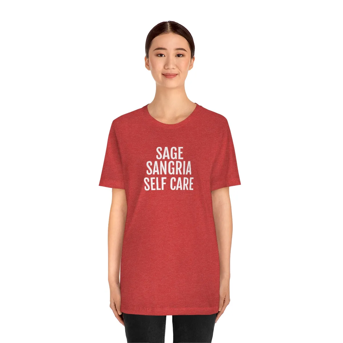 Sage, Sangria, Self Care - Unisex Jersey Short Sleeve Tee