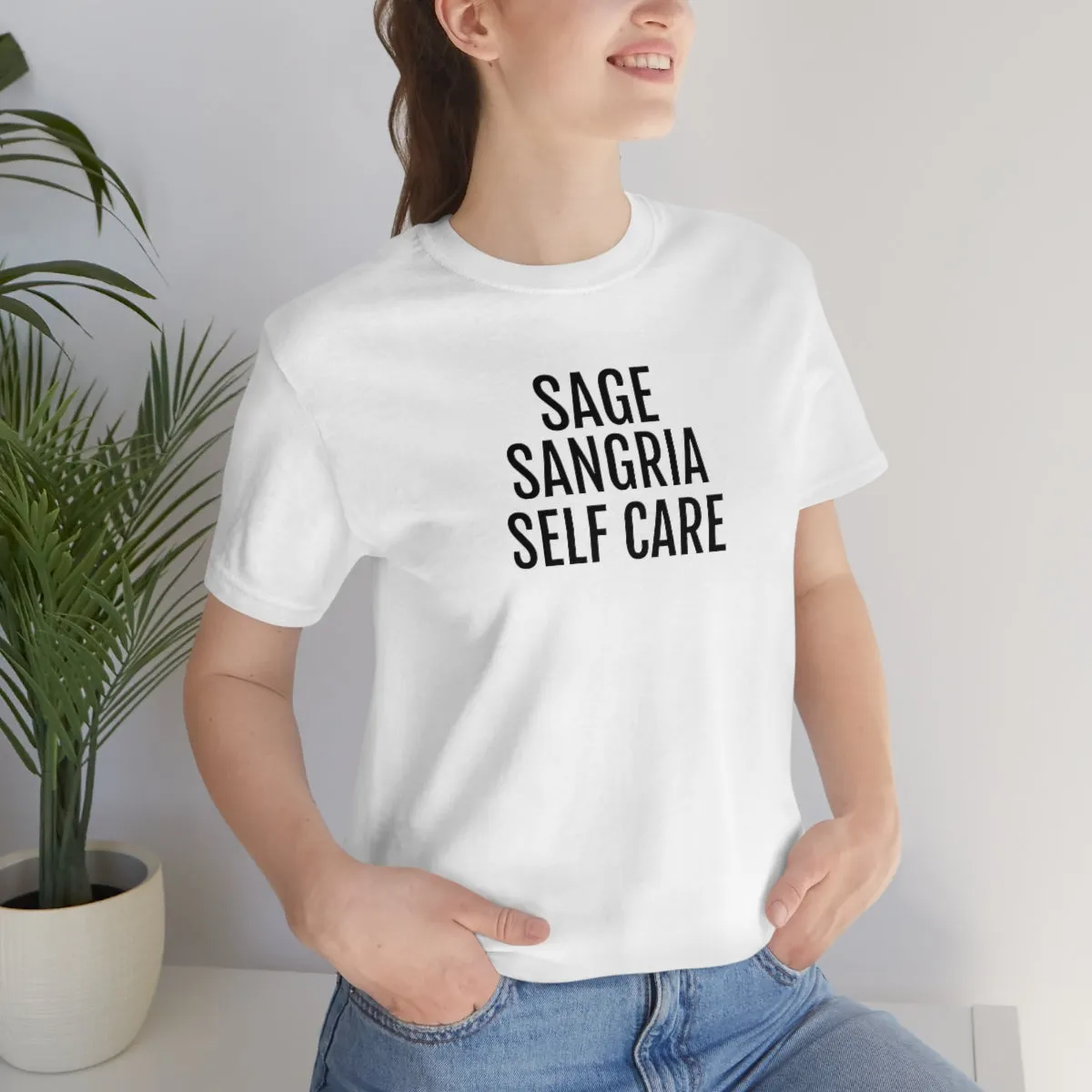Sage, Sangria, Self Care - Unisex Jersey Short Sleeve Tee