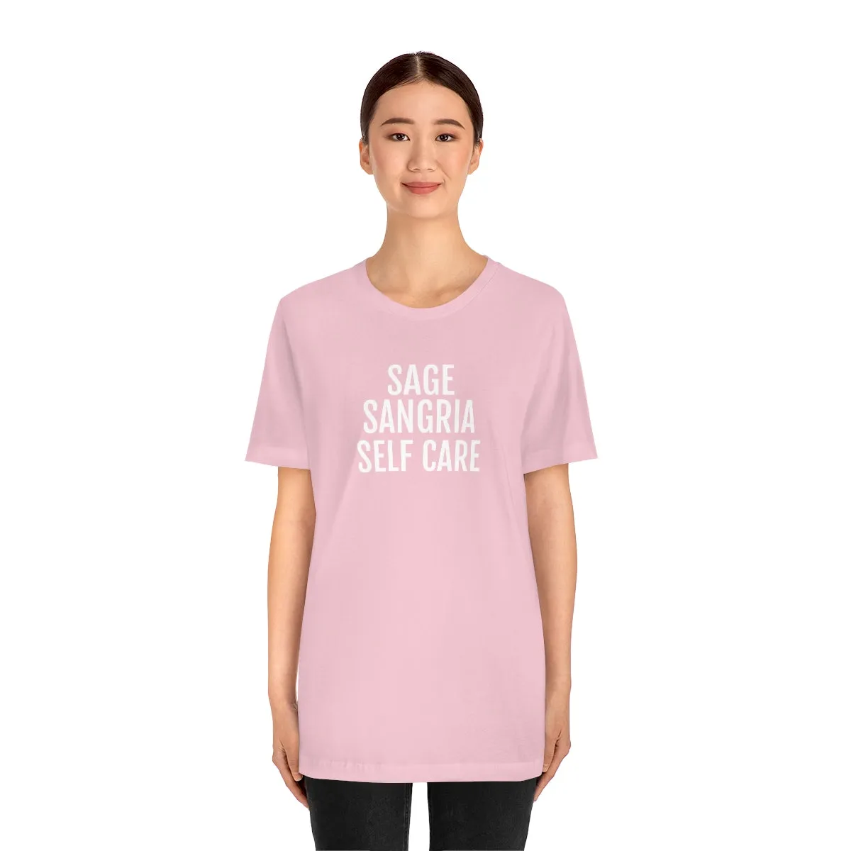 Sage, Sangria, Self Care - Unisex Jersey Short Sleeve Tee