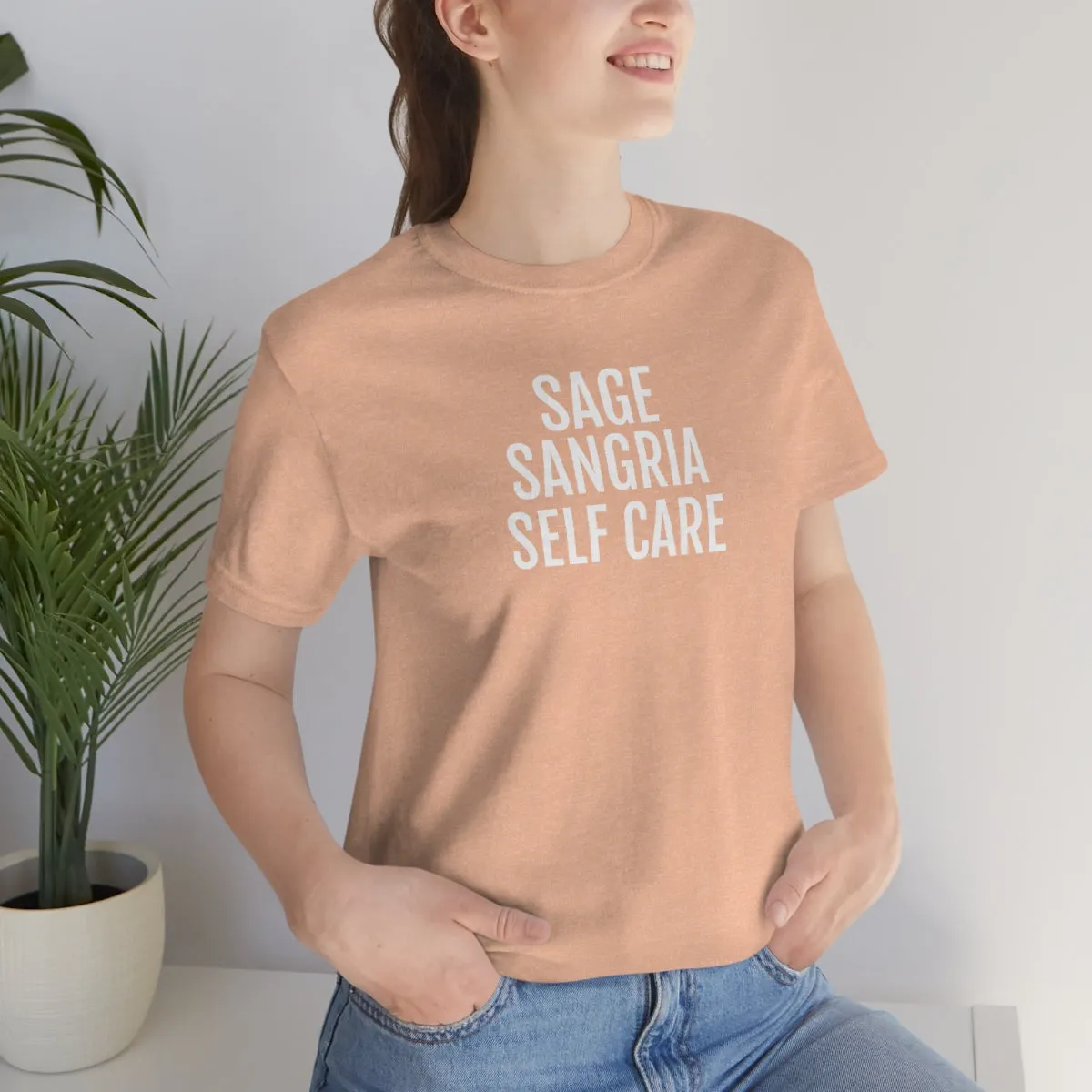 Sage, Sangria, Self Care - Unisex Jersey Short Sleeve Tee