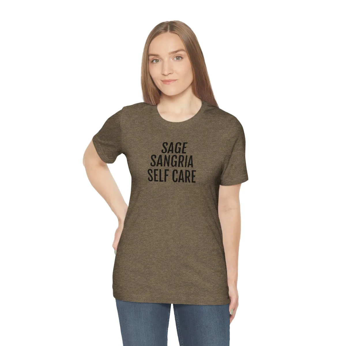 Sage, Sangria, Self Care - Unisex Jersey Short Sleeve Tee