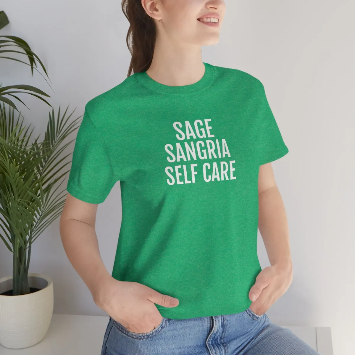 Sage, Sangria, Self Care - Unisex Jersey Short Sleeve Tee