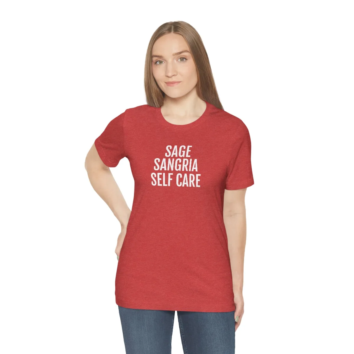 Sage, Sangria, Self Care - Unisex Jersey Short Sleeve Tee