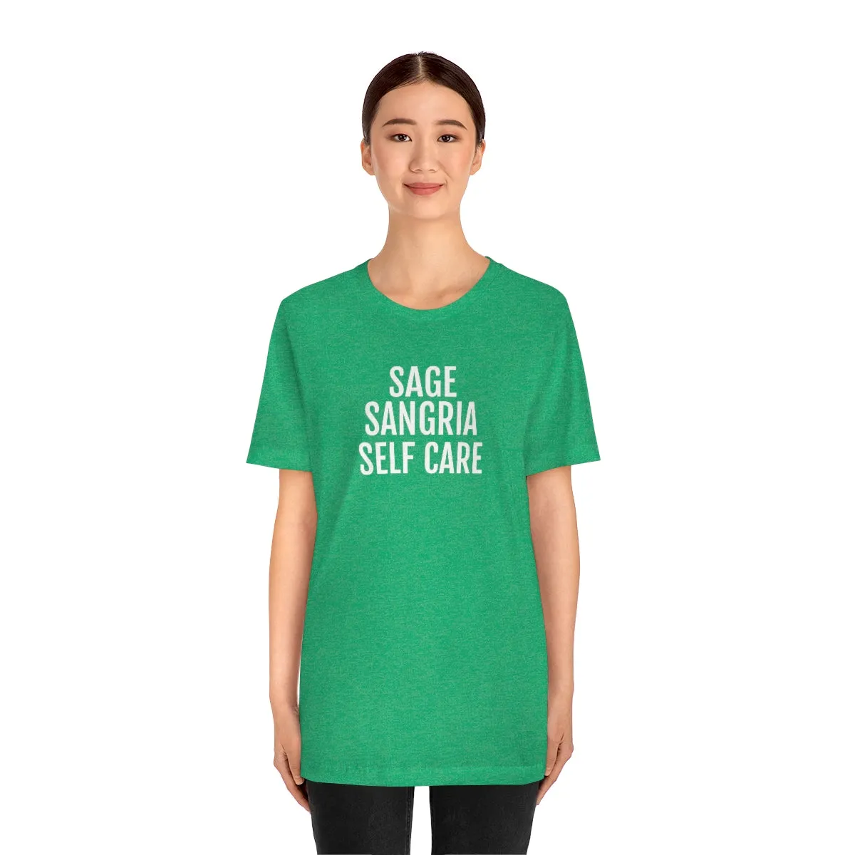 Sage, Sangria, Self Care - Unisex Jersey Short Sleeve Tee