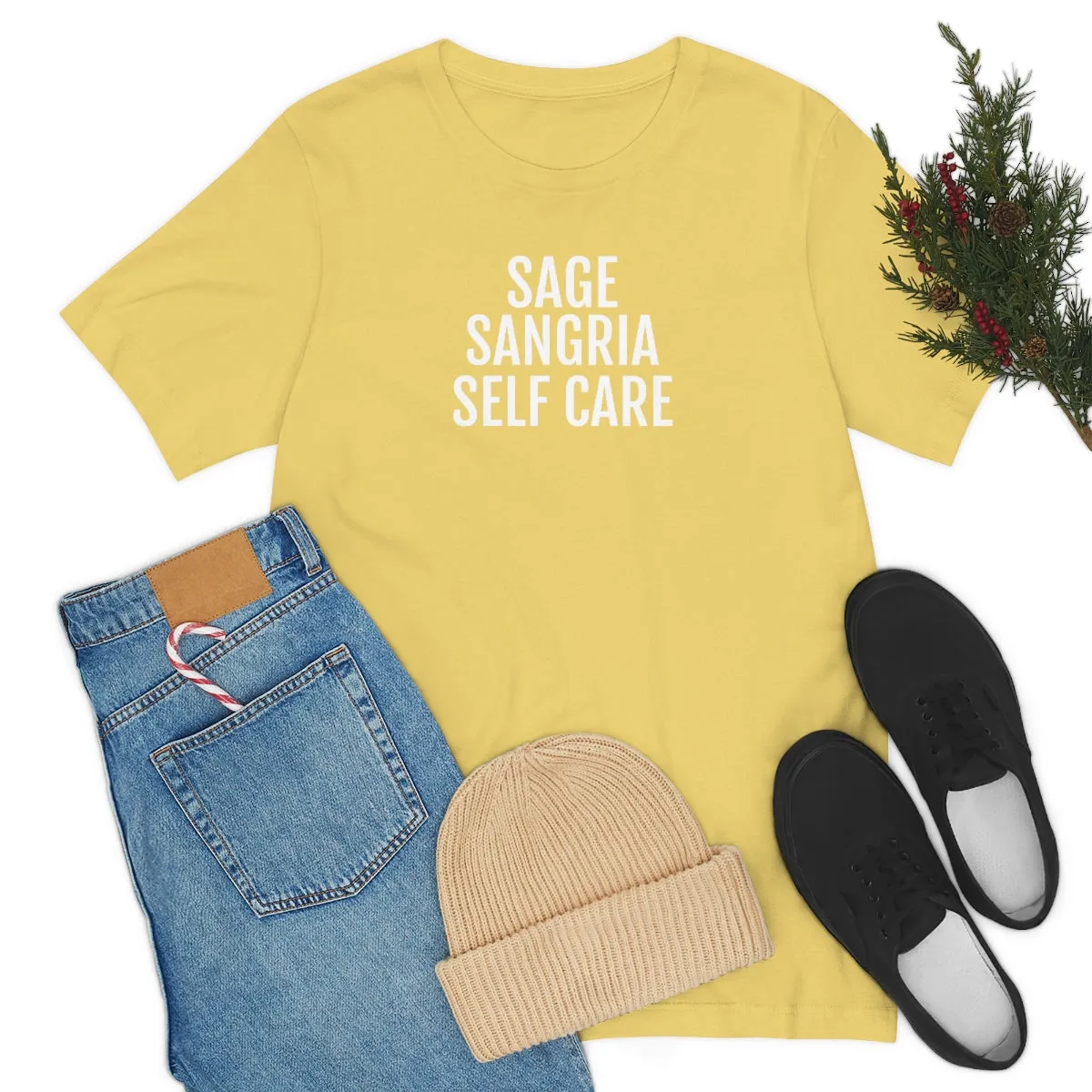 Sage, Sangria, Self Care - Unisex Jersey Short Sleeve Tee