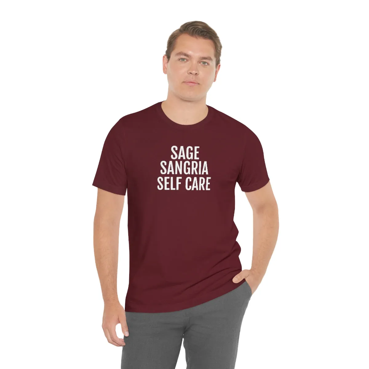 Sage, Sangria, Self Care - Unisex Jersey Short Sleeve Tee
