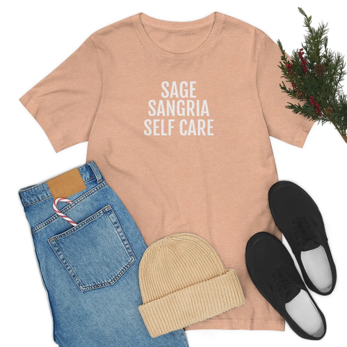 Sage, Sangria, Self Care - Unisex Jersey Short Sleeve Tee