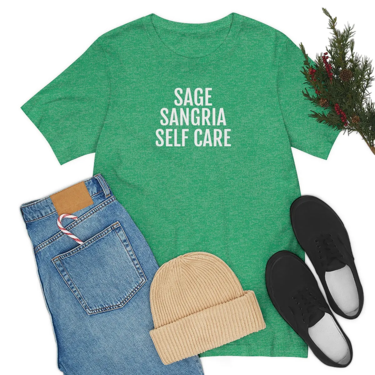 Sage, Sangria, Self Care - Unisex Jersey Short Sleeve Tee
