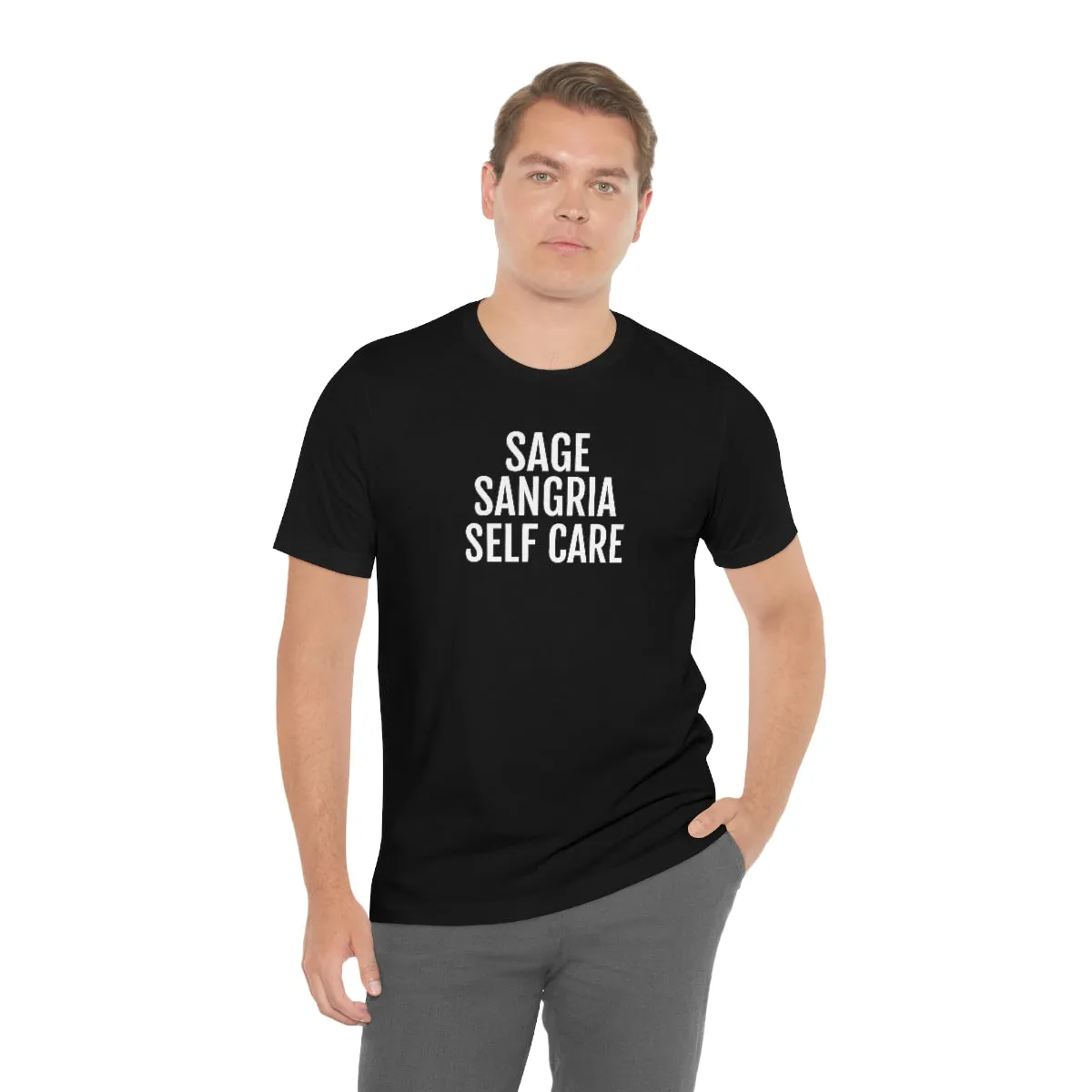 Sage, Sangria, Self Care - Unisex Jersey Short Sleeve Tee
