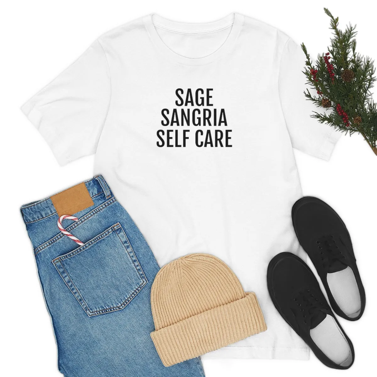 Sage, Sangria, Self Care - Unisex Jersey Short Sleeve Tee