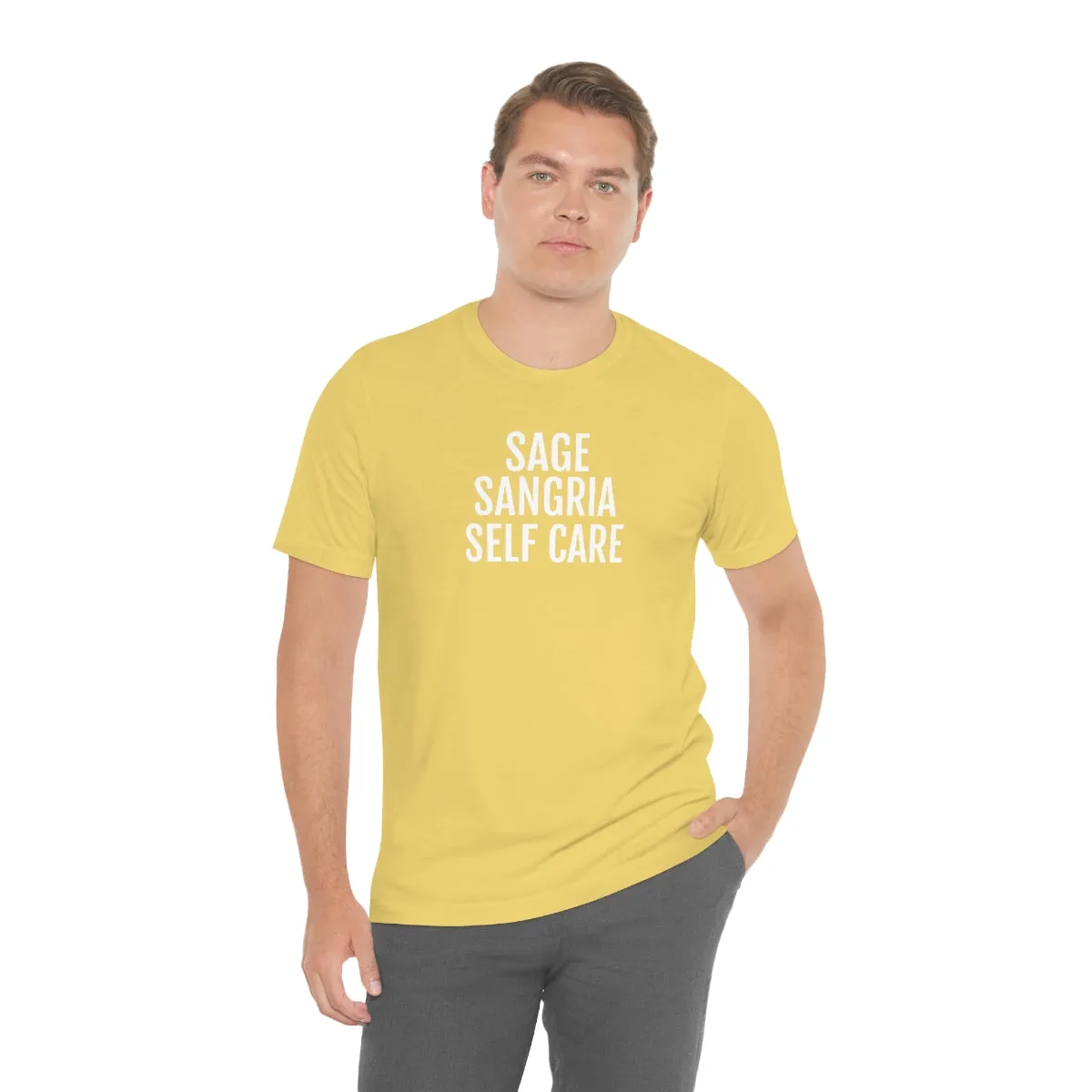 Sage, Sangria, Self Care - Unisex Jersey Short Sleeve Tee
