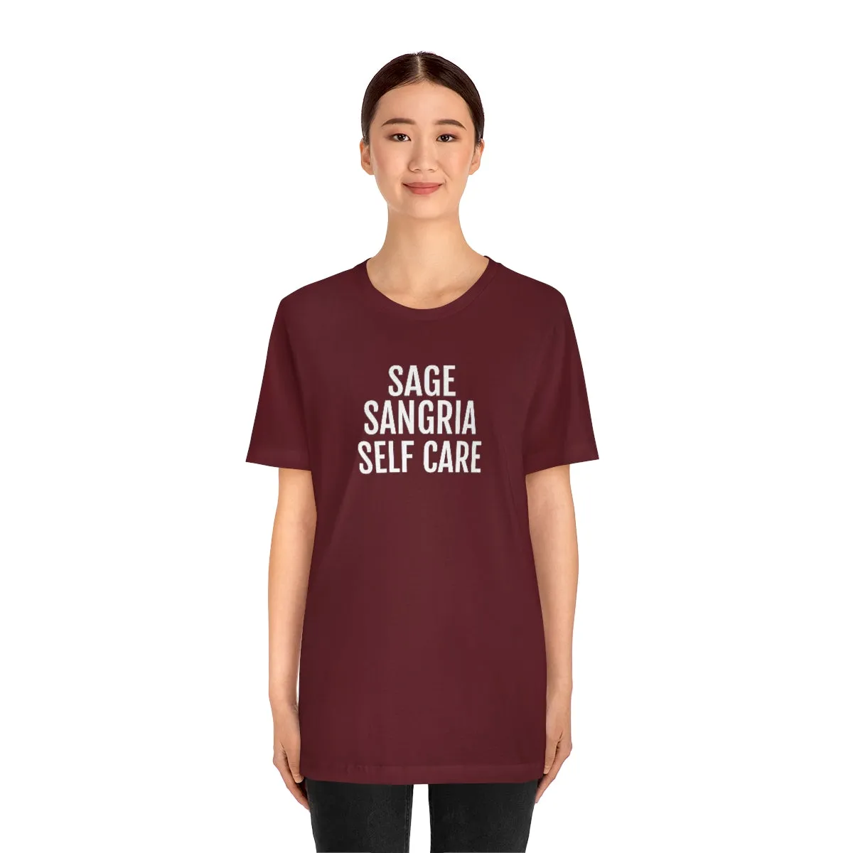 Sage, Sangria, Self Care - Unisex Jersey Short Sleeve Tee