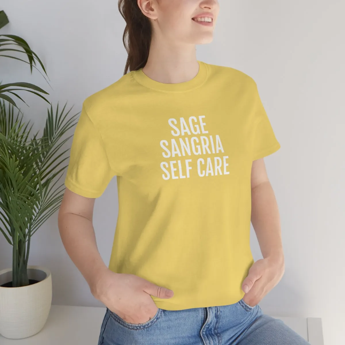 Sage, Sangria, Self Care - Unisex Jersey Short Sleeve Tee