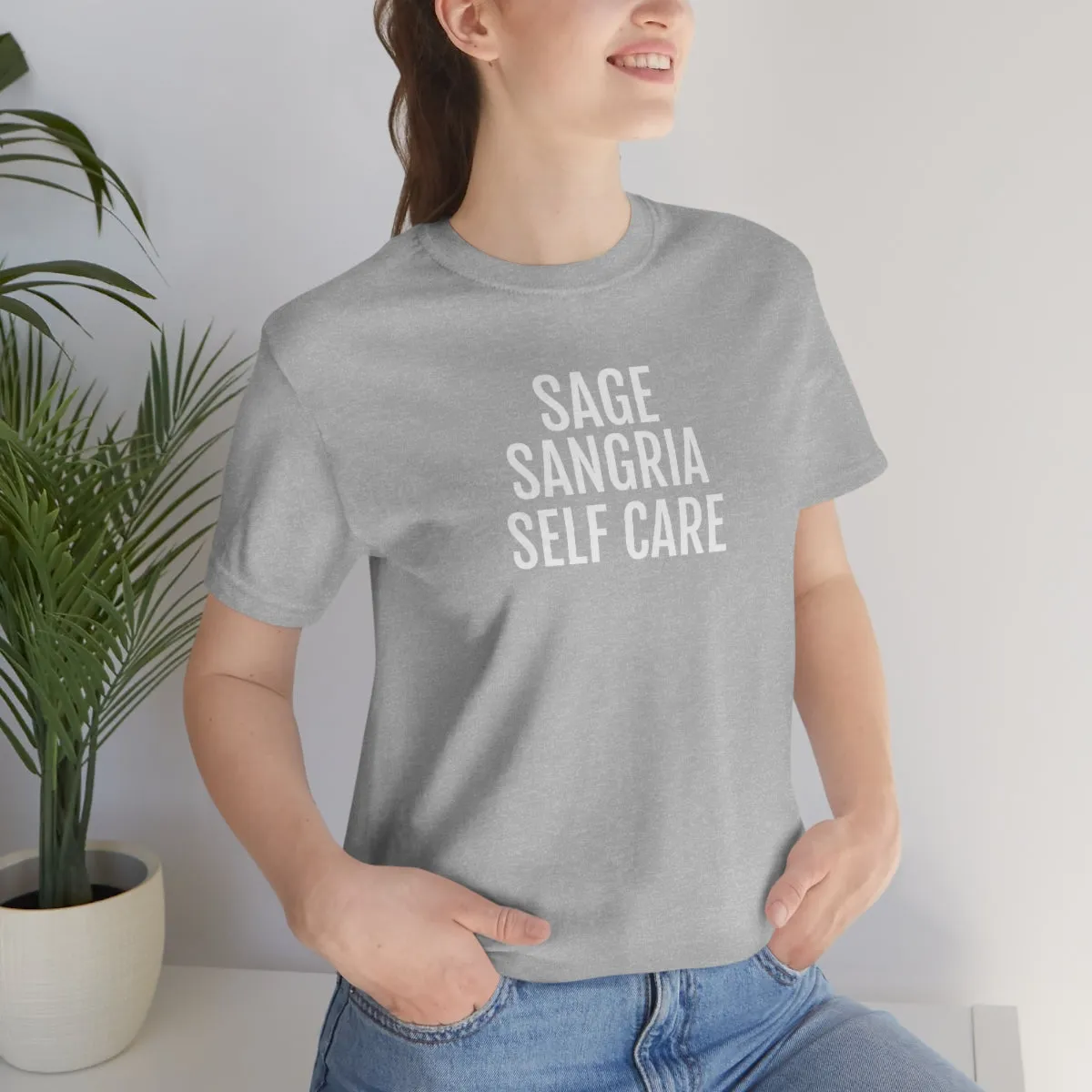 Sage, Sangria, Self Care - Unisex Jersey Short Sleeve Tee