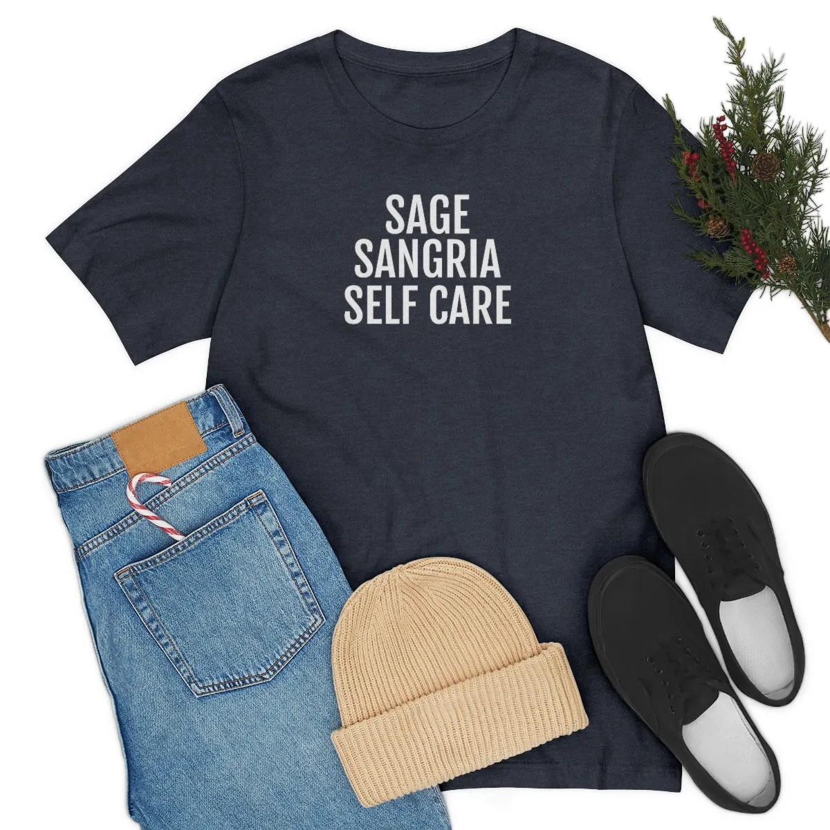 Sage, Sangria, Self Care - Unisex Jersey Short Sleeve Tee