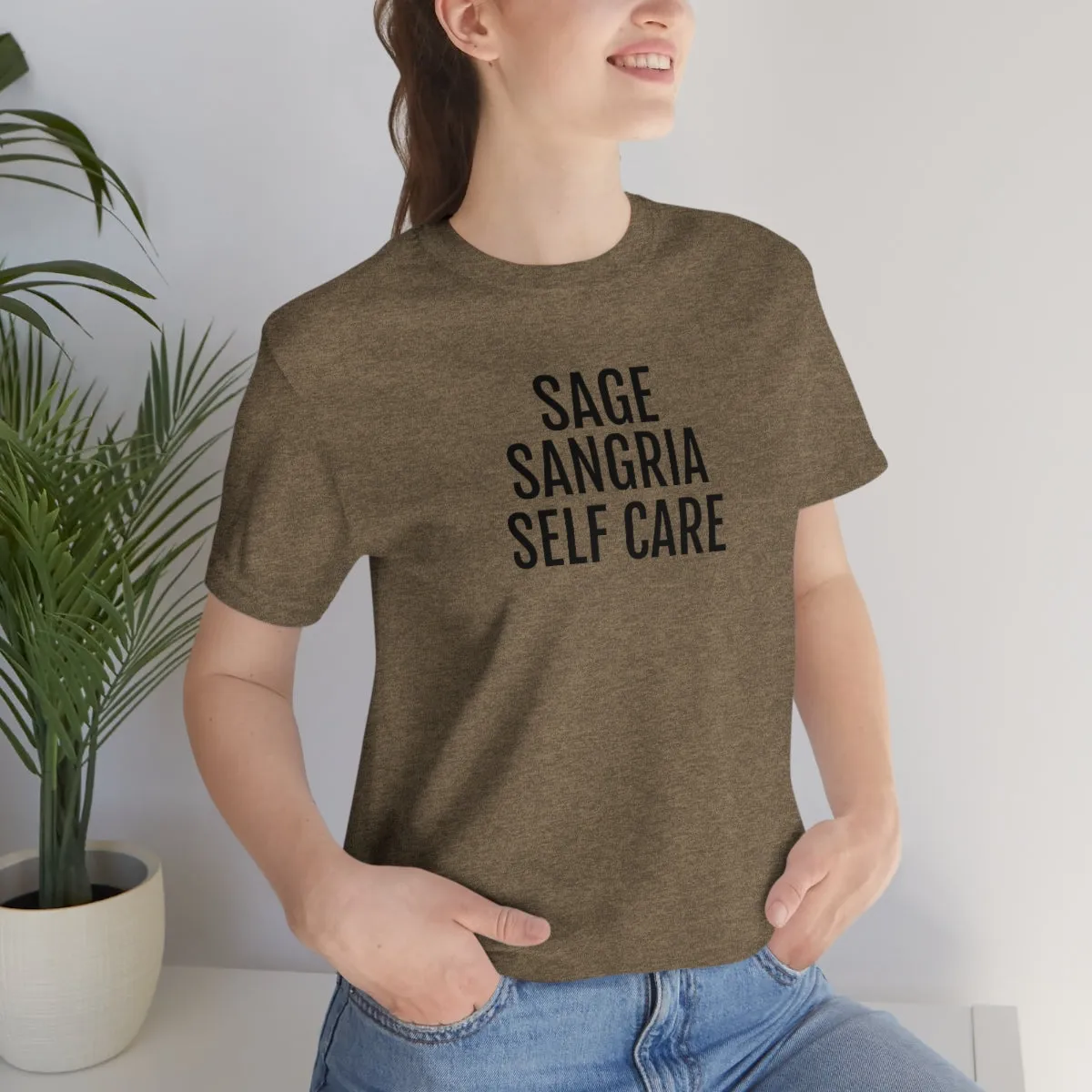 Sage, Sangria, Self Care - Unisex Jersey Short Sleeve Tee