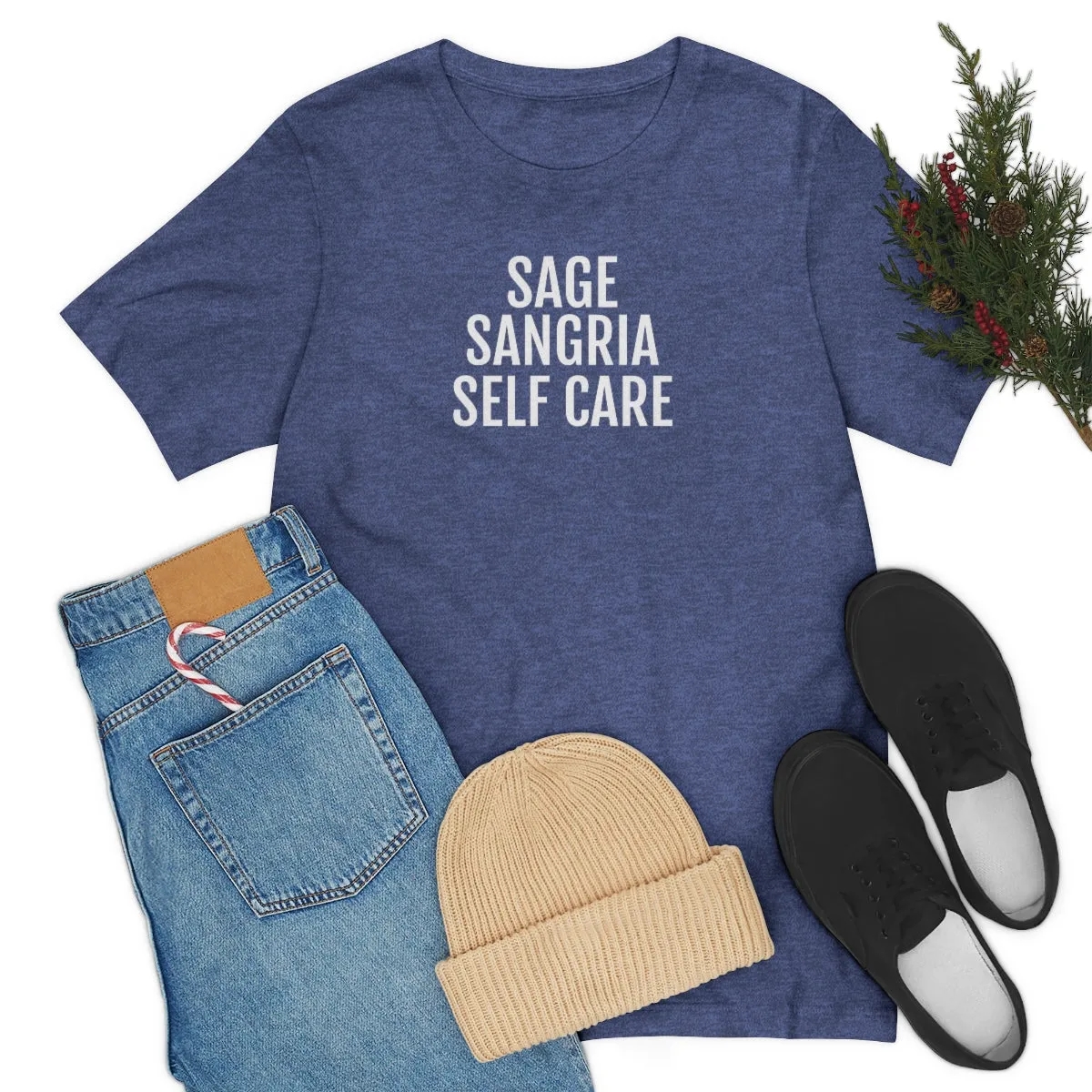 Sage, Sangria, Self Care - Unisex Jersey Short Sleeve Tee