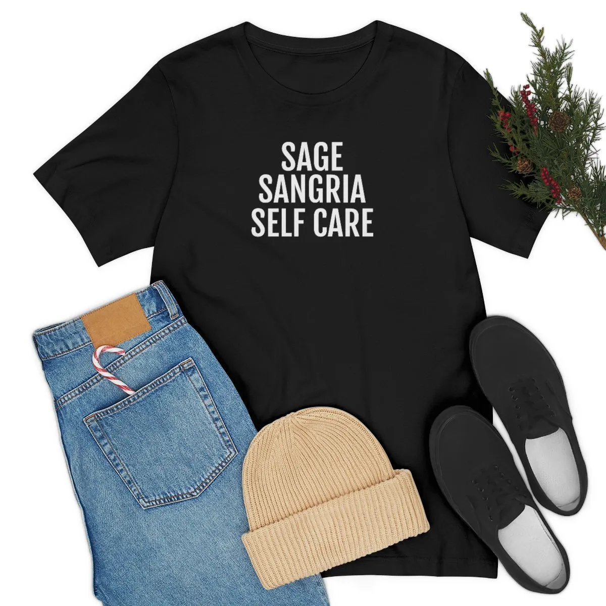 Sage, Sangria, Self Care - Unisex Jersey Short Sleeve Tee