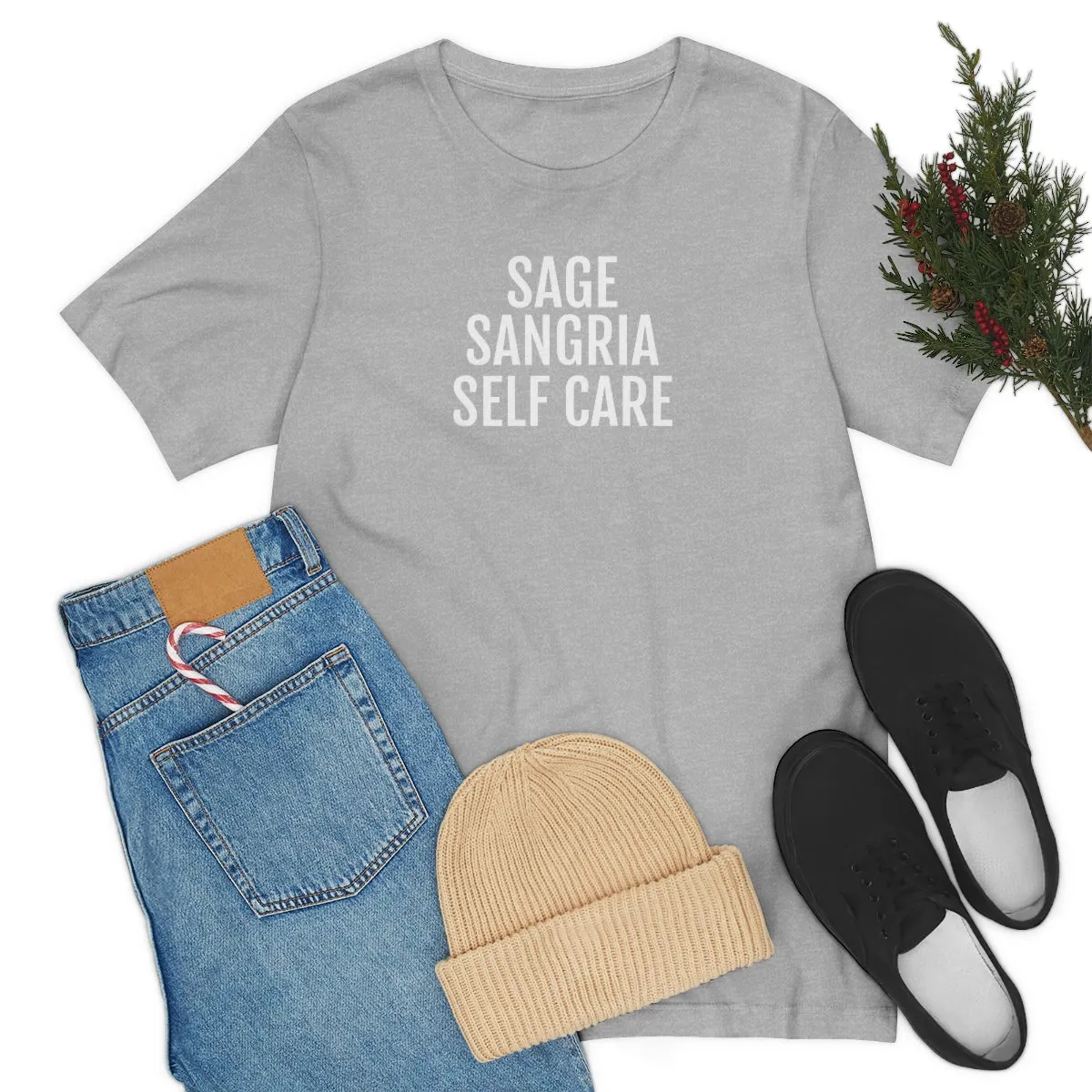 Sage, Sangria, Self Care - Unisex Jersey Short Sleeve Tee
