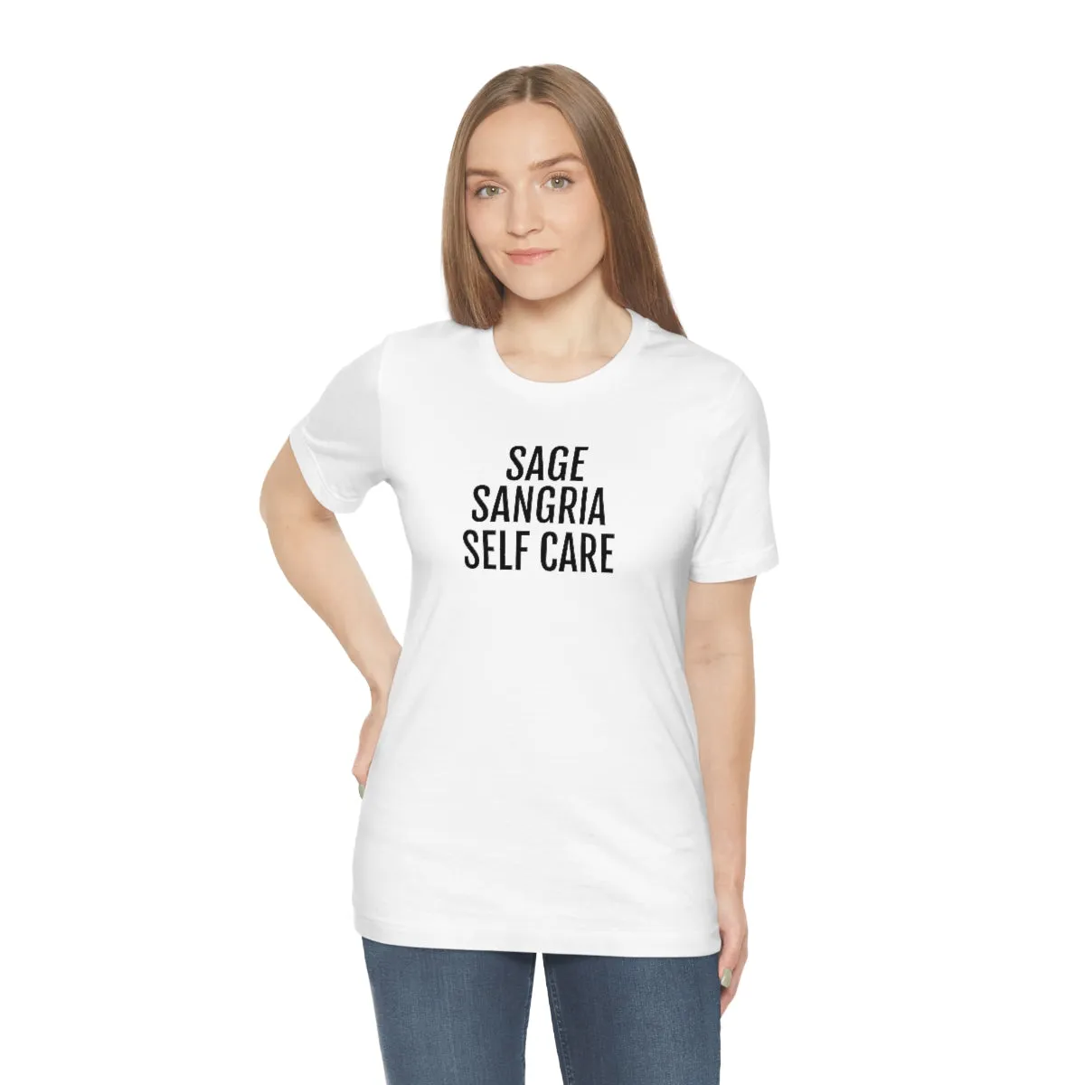 Sage, Sangria, Self Care - Unisex Jersey Short Sleeve Tee