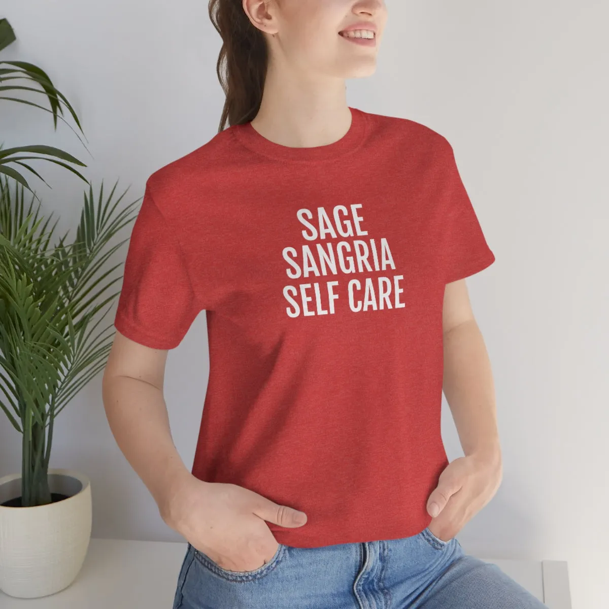 Sage, Sangria, Self Care - Unisex Jersey Short Sleeve Tee