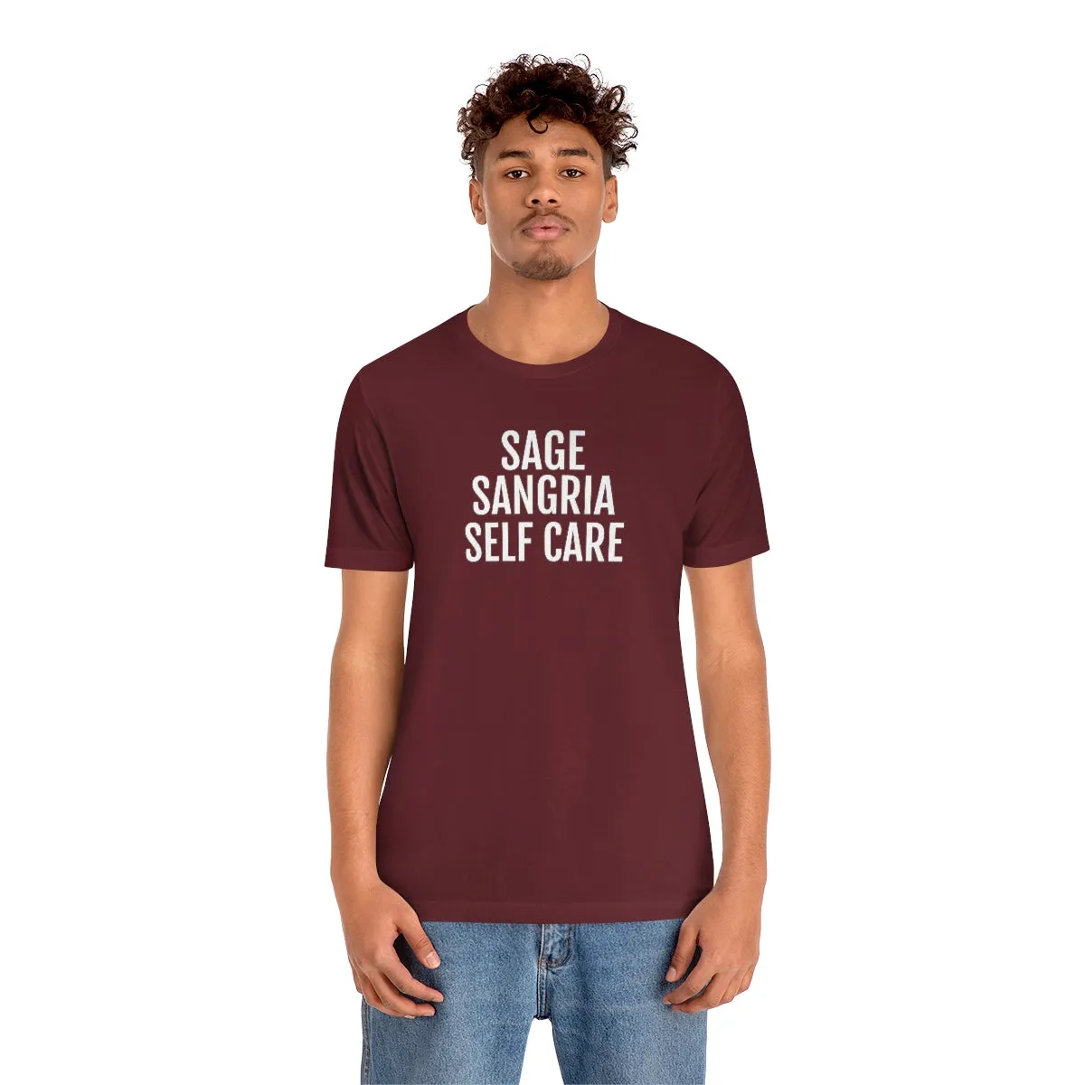 Sage, Sangria, Self Care - Unisex Jersey Short Sleeve Tee