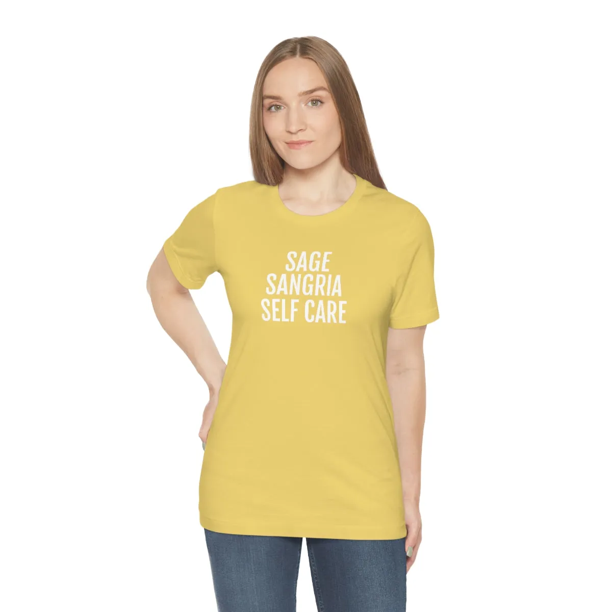 Sage, Sangria, Self Care - Unisex Jersey Short Sleeve Tee
