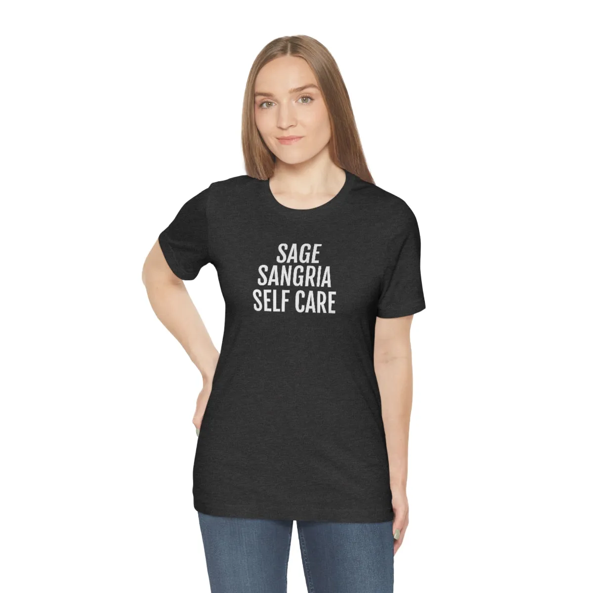 Sage, Sangria, Self Care - Unisex Jersey Short Sleeve Tee
