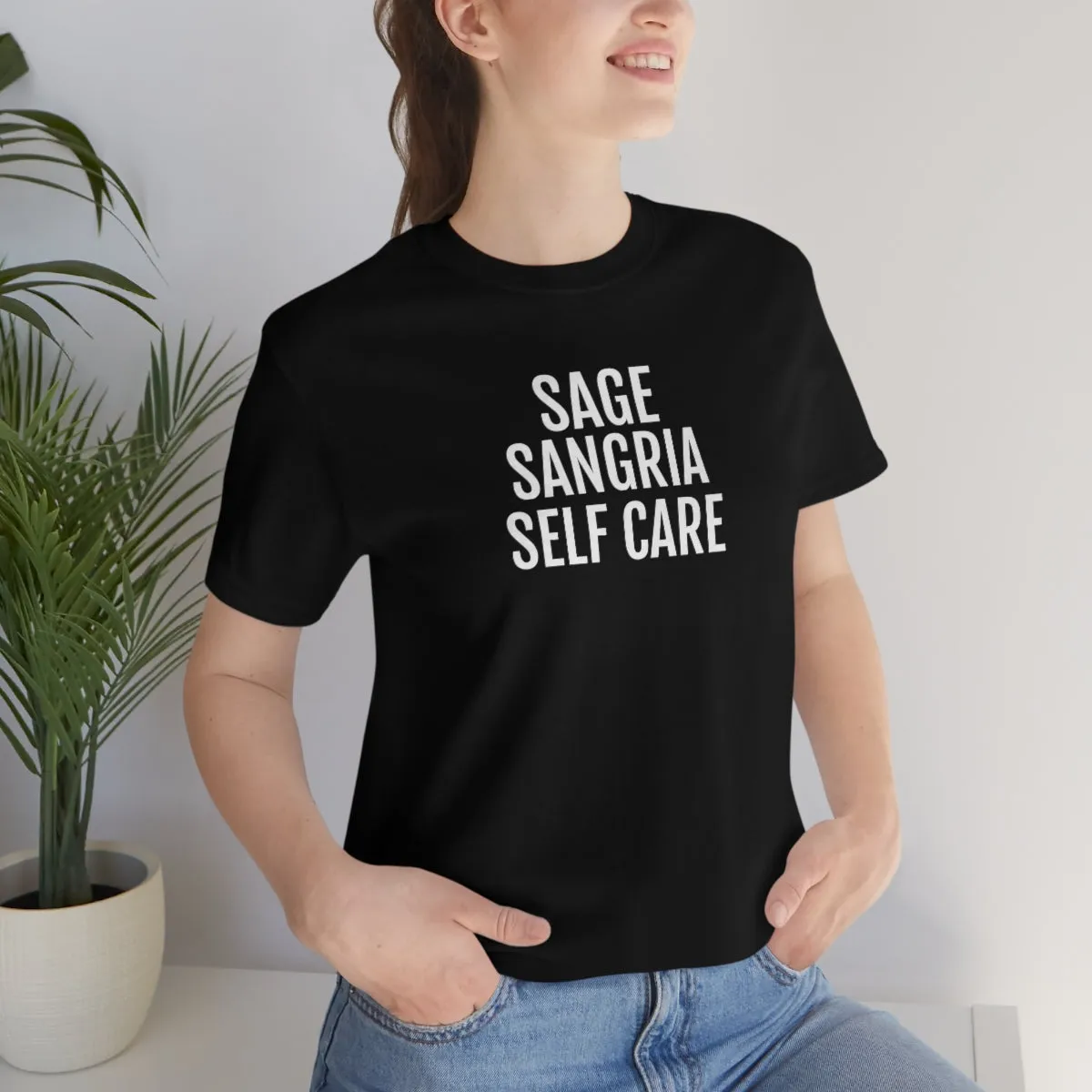 Sage, Sangria, Self Care - Unisex Jersey Short Sleeve Tee