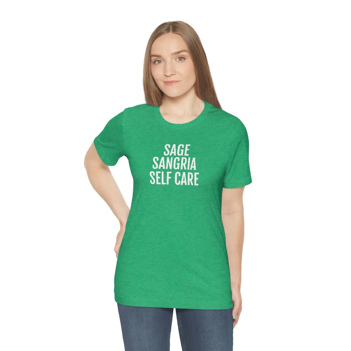 Sage, Sangria, Self Care - Unisex Jersey Short Sleeve Tee