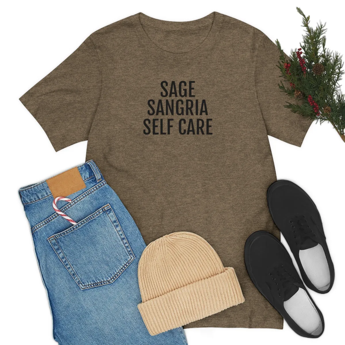 Sage, Sangria, Self Care - Unisex Jersey Short Sleeve Tee