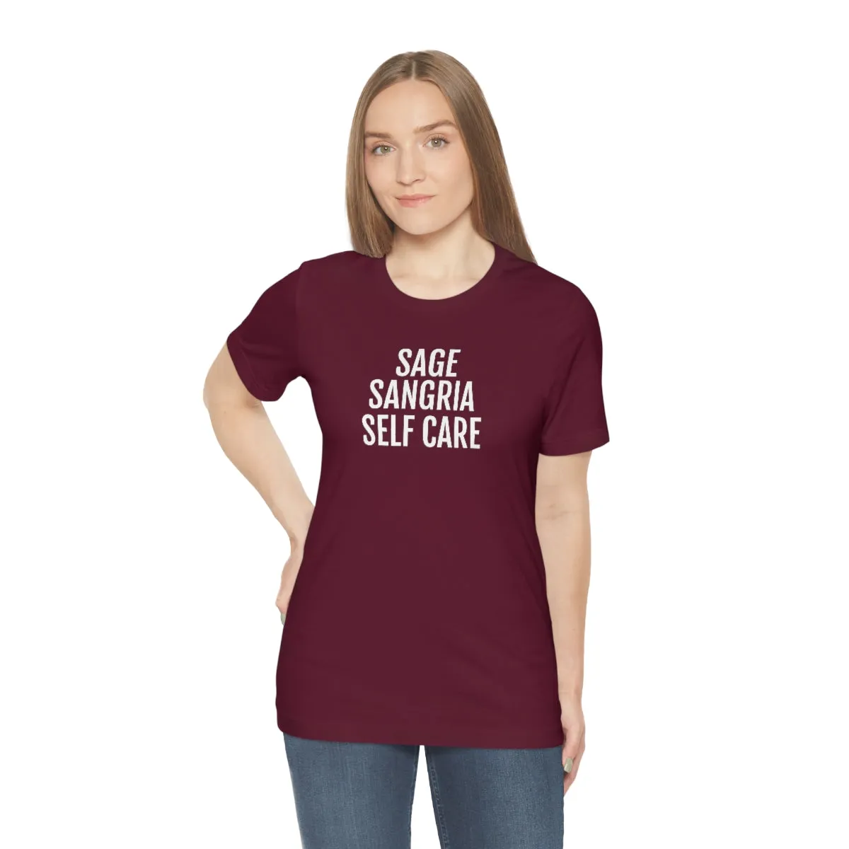 Sage, Sangria, Self Care - Unisex Jersey Short Sleeve Tee