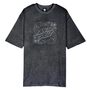 Santa Cruz Womens T-Shirt Ornate Dot Front Oversized - Black Acid Wash