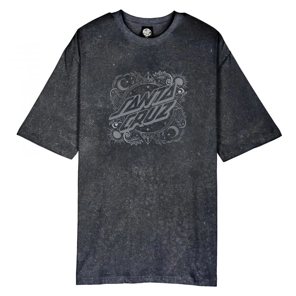 Santa Cruz Womens T-Shirt Ornate Dot Front Oversized - Black Acid Wash