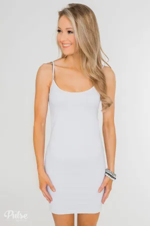 Seamless Spaghetti Strap Dress- White