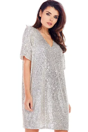 Sequined Loose-Fit Mini Dress