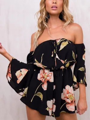Sexy Shoulder Speaker Printing Jumpsuit