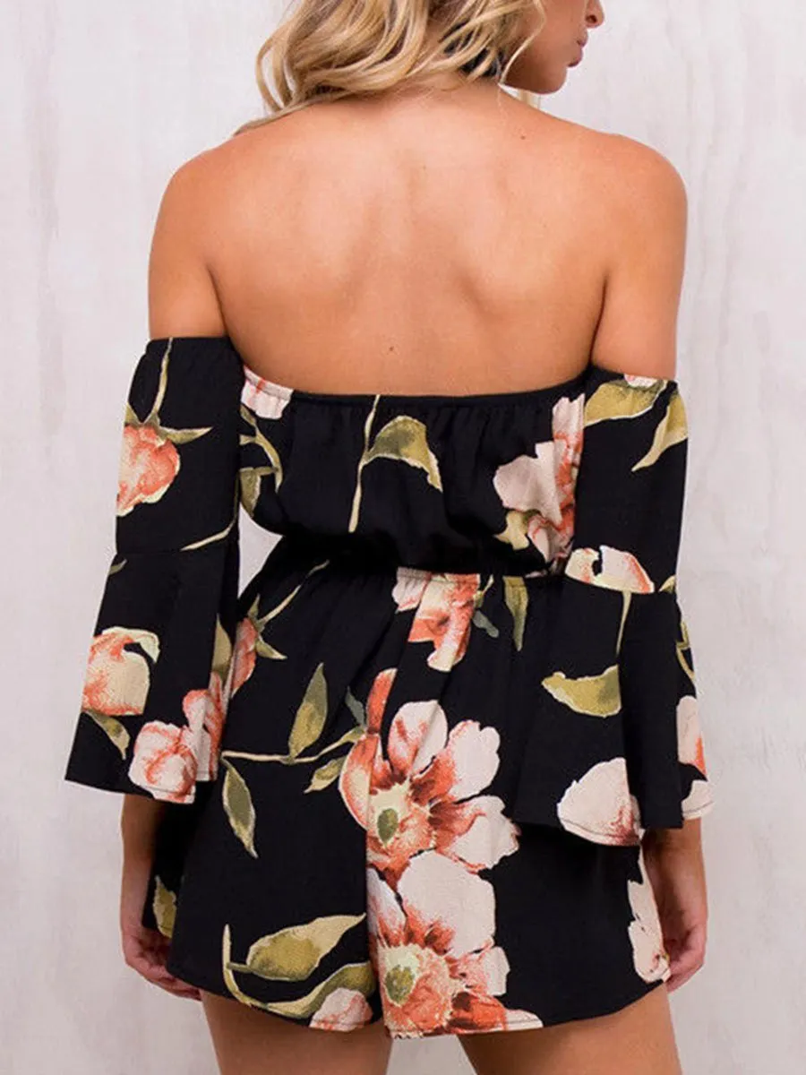 Sexy Shoulder Speaker Printing Jumpsuit