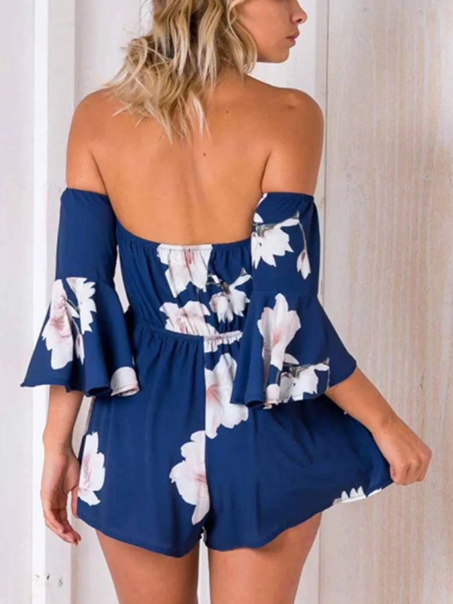 Sexy Shoulder Speaker Printing Jumpsuit