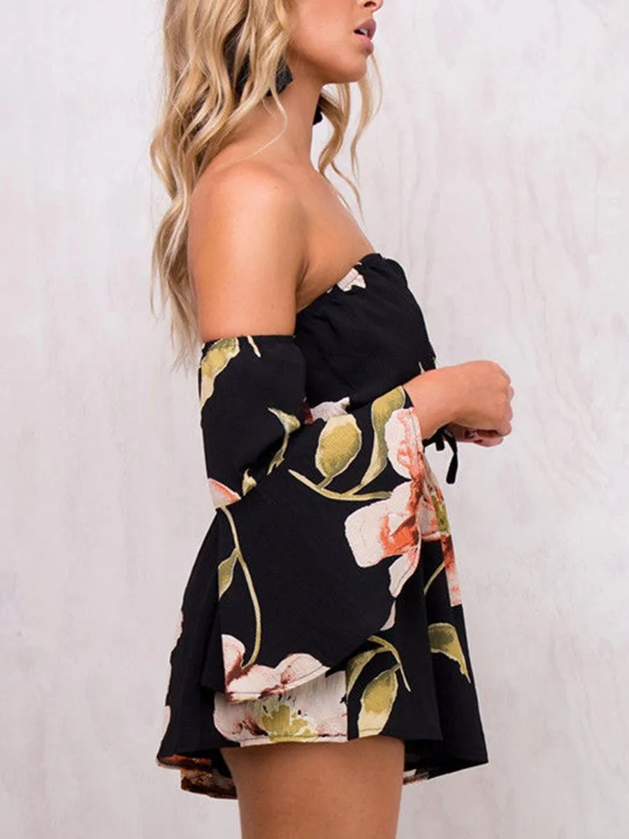 Sexy Shoulder Speaker Printing Jumpsuit