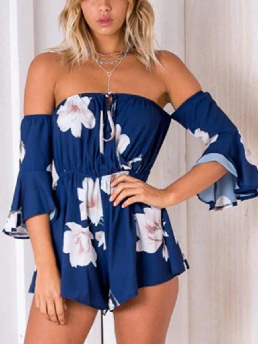 Sexy Shoulder Speaker Printing Jumpsuit