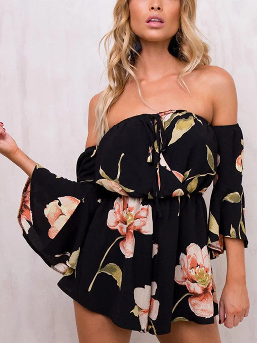 Sexy Shoulder Speaker Printing Jumpsuit
