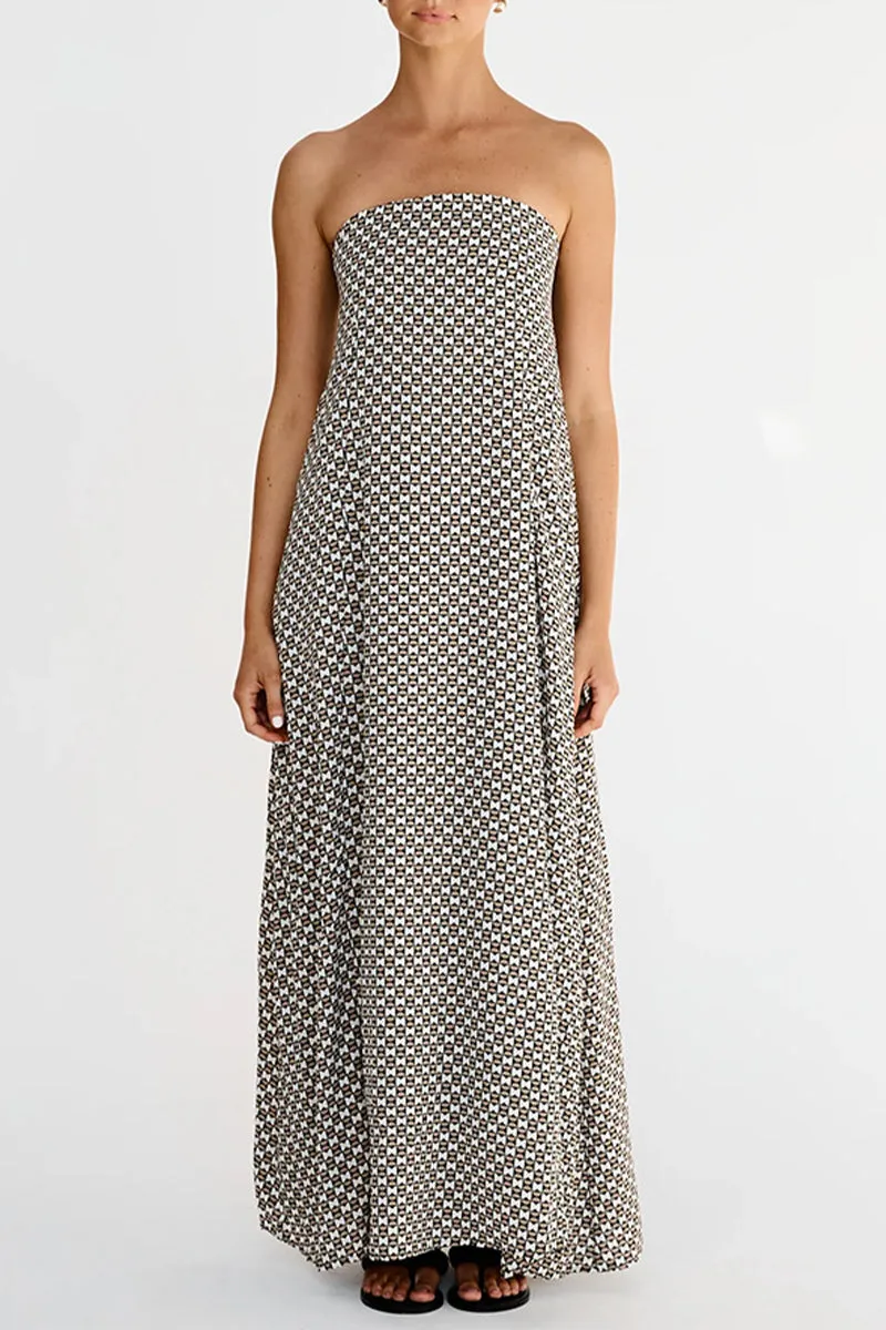 Sexy Street Geometric Print Zipper Strapless Strapless Dresses