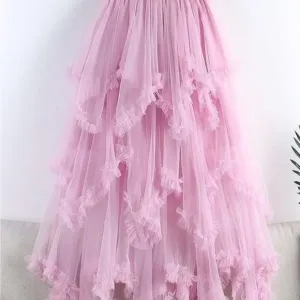Sheer Pink Layered Ruffled Skirt. Brand New