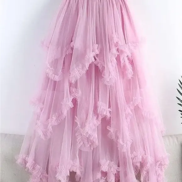 Sheer Pink Layered Ruffled Skirt. Brand New