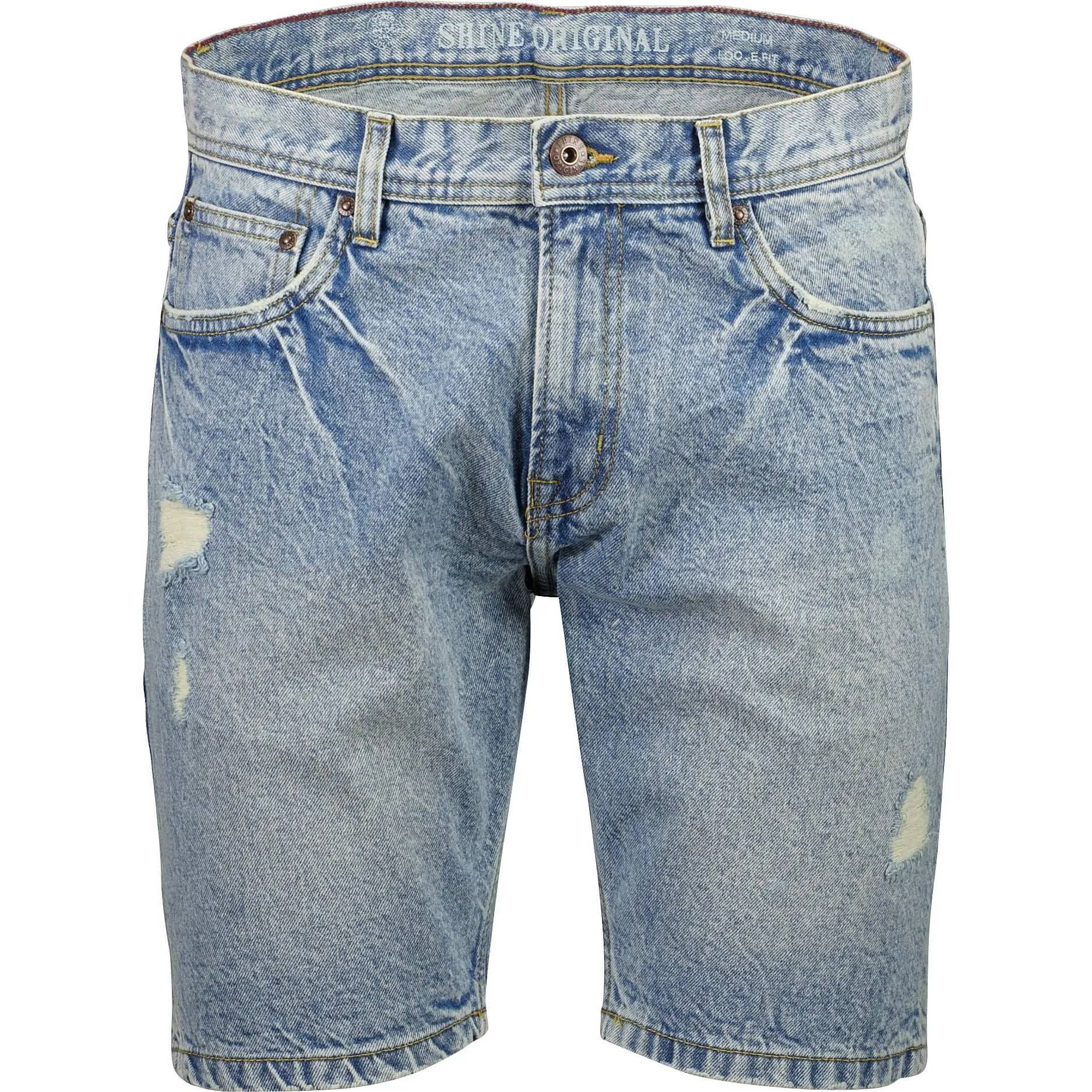 Shine Original Loose Fit Denim Shorts Bleach Indigo