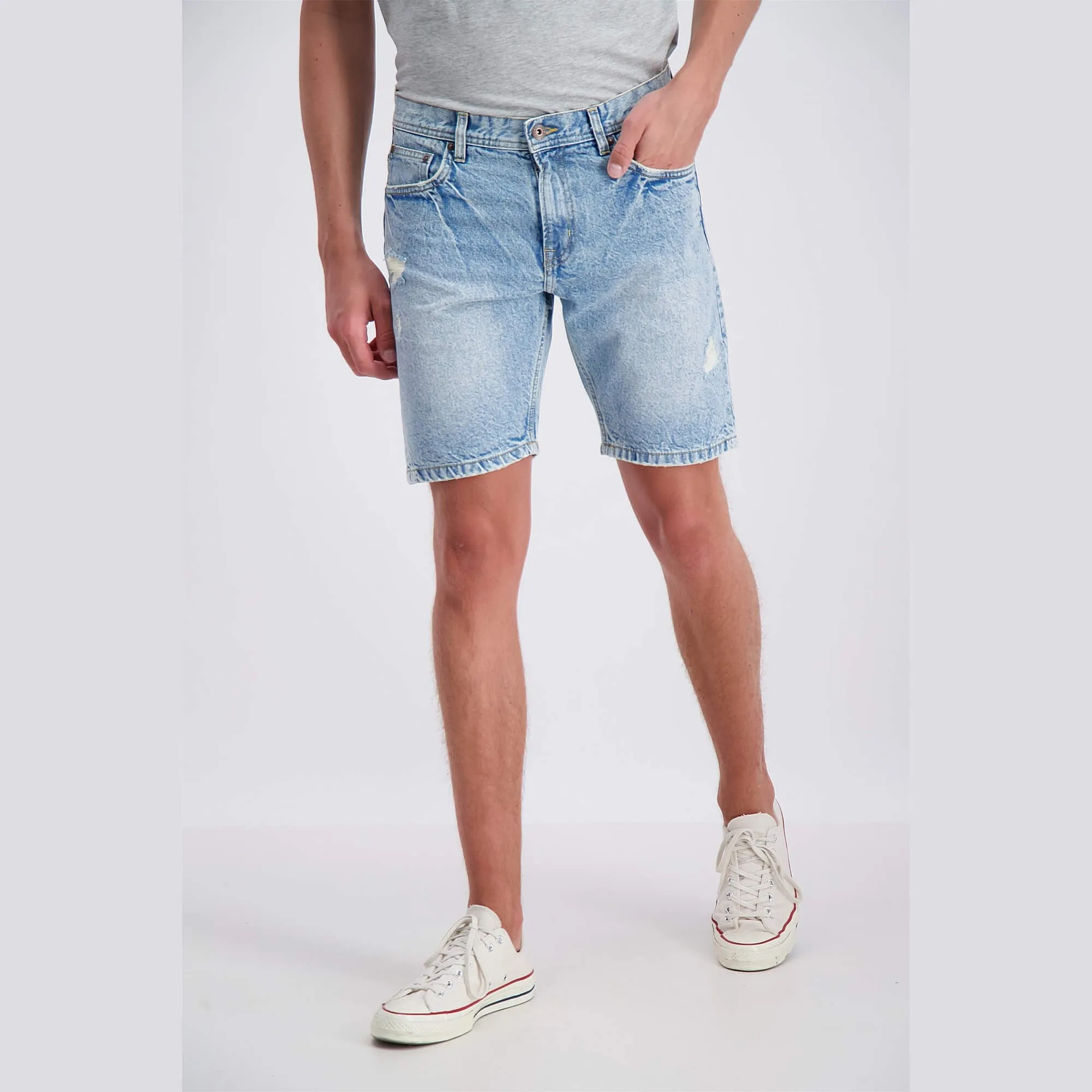 Shine Original Loose Fit Denim Shorts Bleach Indigo